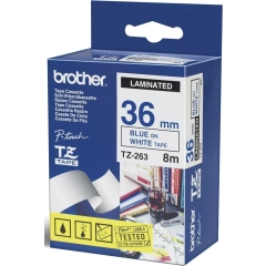 Brother P-Touch Tape Blå på Hvit 36mm (8m)